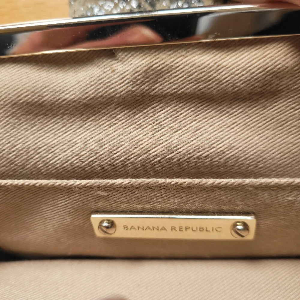 BANANA REPUBLIC Faux Snake Skin Gray Leather Shoulder Bag - Picture 4 of 4